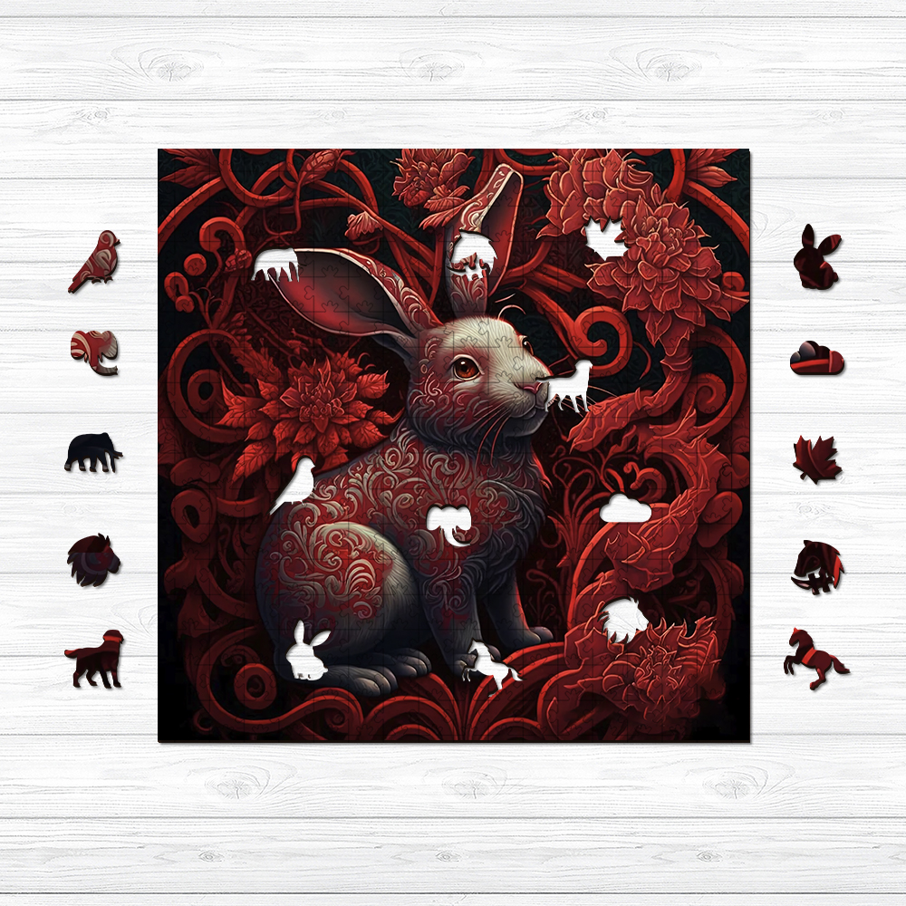 Red Rabbit Wooden Jigsaw Puzzle - aimpuzzle