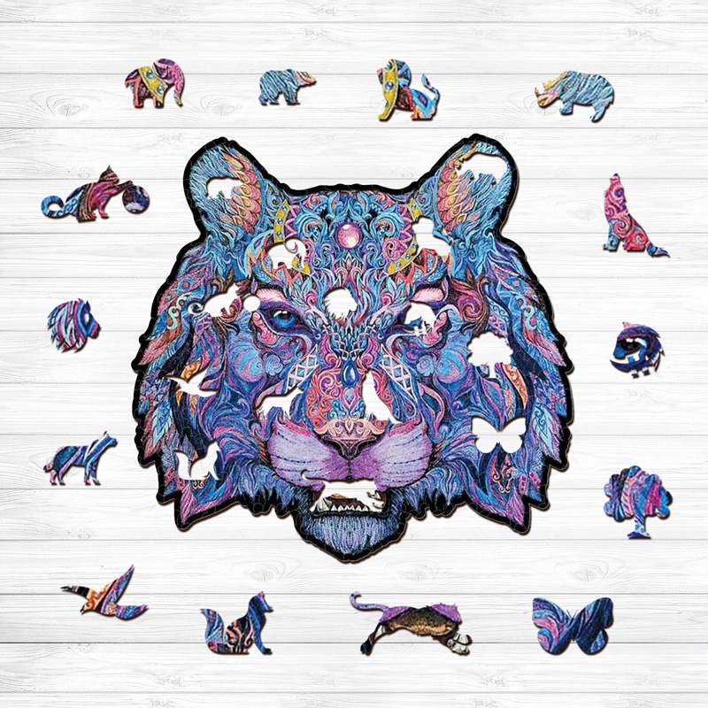 Blue Tiger Wooden Jigsaw Puzzle - aimpuzzle