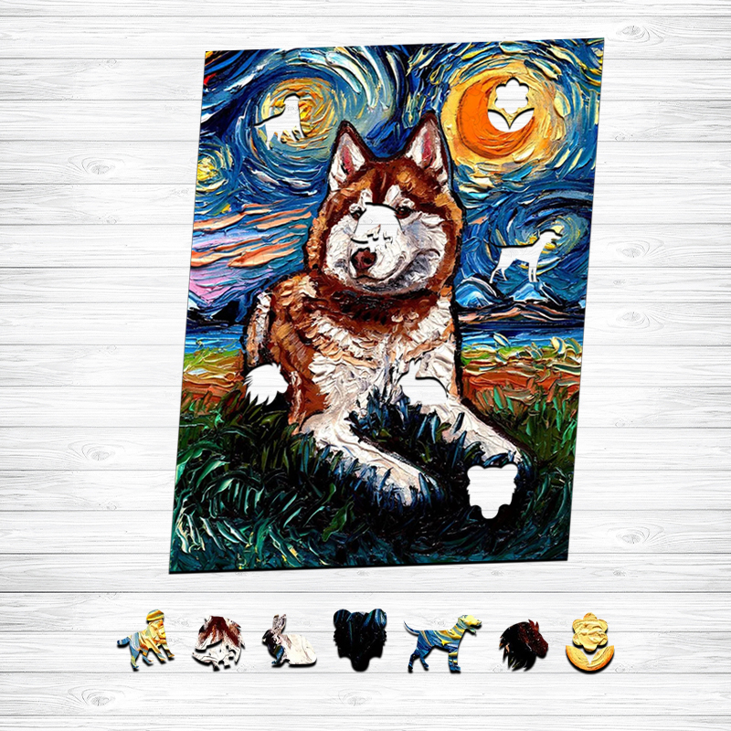 Van Gogh Alaskan Dog Wooden Jigsaw Puzzle - aimpuzzle