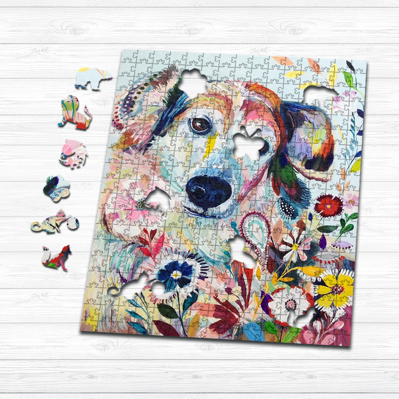 Watercolor Dog Wooden Jigsaw Puzzle - aimpuzzle