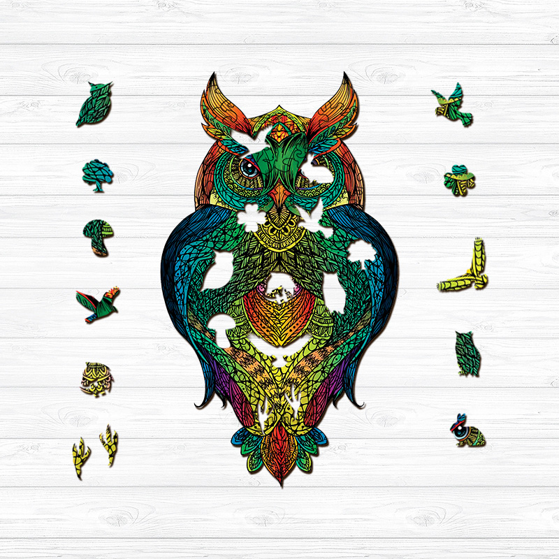 Master Green Owl Wooden Jigsaw Puzzle - aimpuzzle