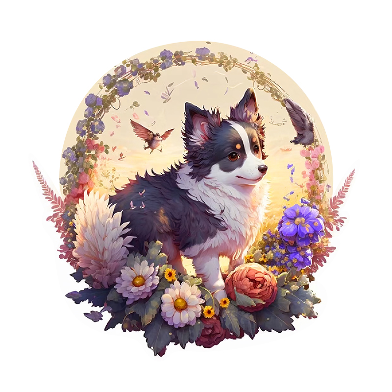 Smiling Flowered Corgi Wooden Jigsaw Puzzle - aimpuzzle