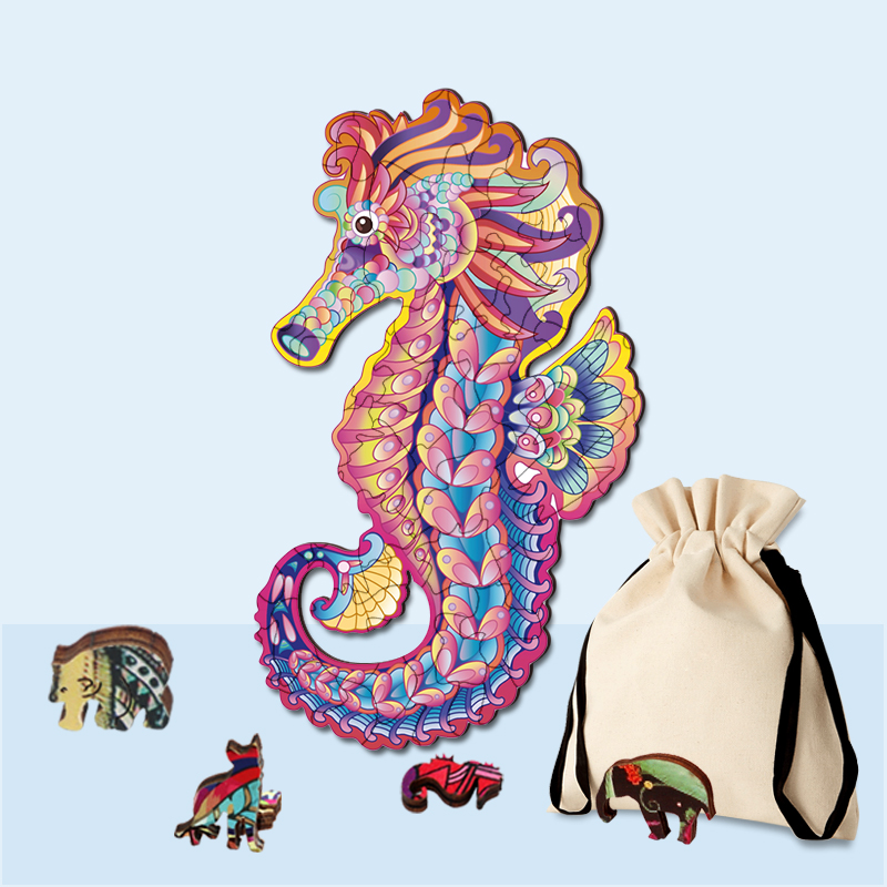 Colorful Seahorse Wooden Jigsaw Puzzle - aimpuzzle