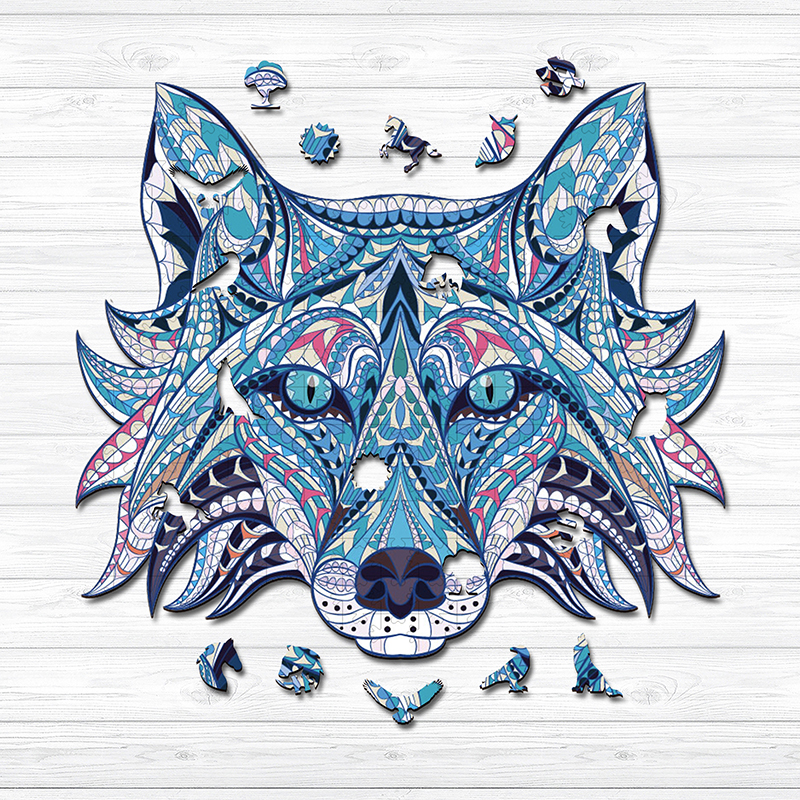 Blue Fox Wooden Jigsaw Puzzle - aimpuzzle