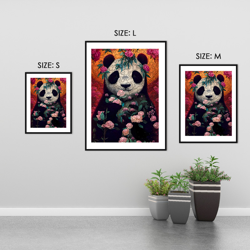 Charming Panda's Blossoming Rose Wooden Jigsaw Puzzle - aimpuzzle