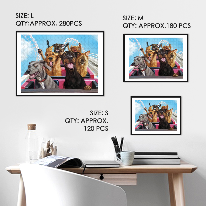 Roller Coaster Dogs Wooden Jigsaw Puzzle - aimpuzzle