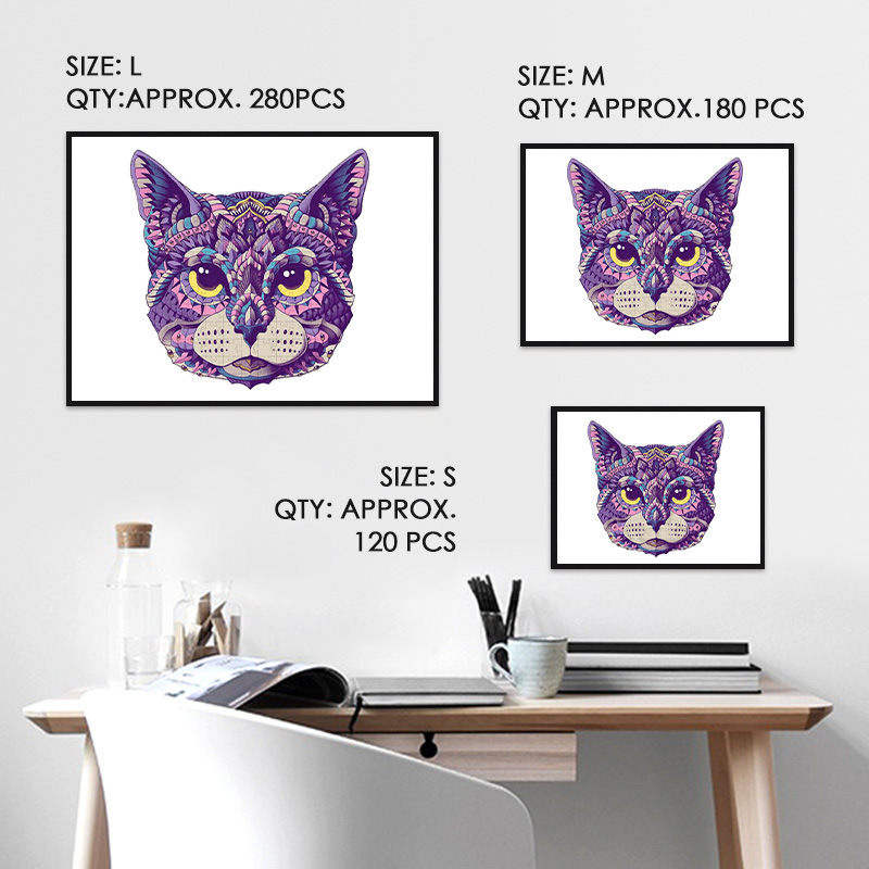 Purple Cat Wooden Jigsaw Puzzle - aimpuzzle