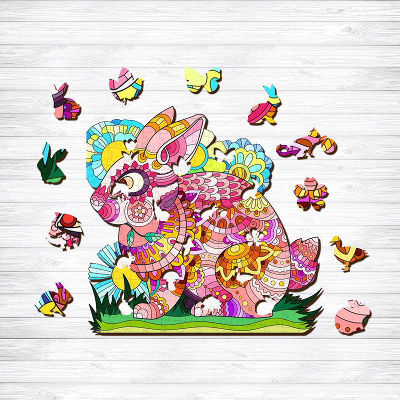 Pink Rabbit Wooden Jigsaw Puzzle - aimpuzzle