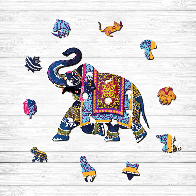 Mandala Elephant Wooden Jigsaw Puzzle - aimpuzzle