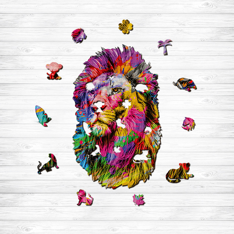 Painted Lion King Wooden Jigsaw Puzzle - aimpuzzle