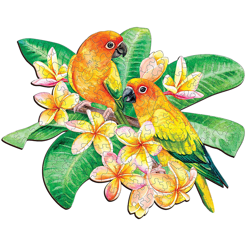 Yellow Couple Parrots Parrot Wooden Jigsaw Puzzle - aimpuzzle