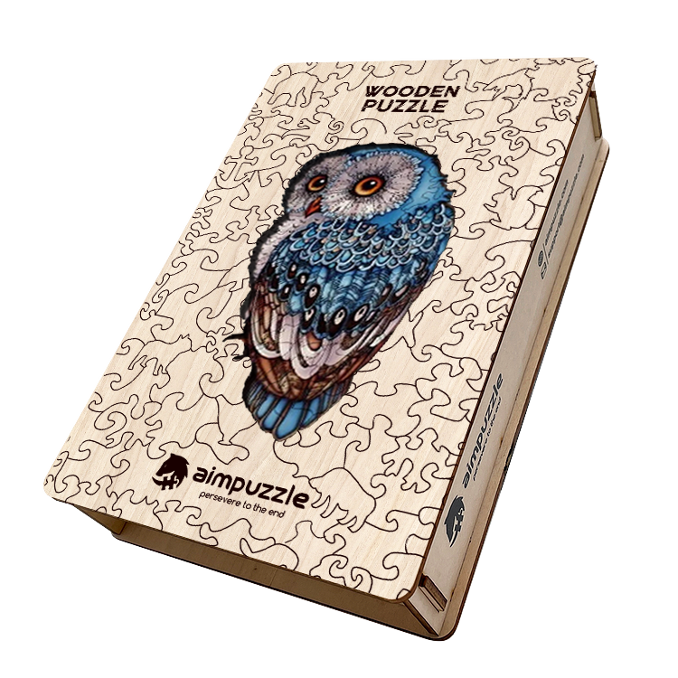 Blue Owl Wooden Jigsaw Puzzle - aimpuzzle
