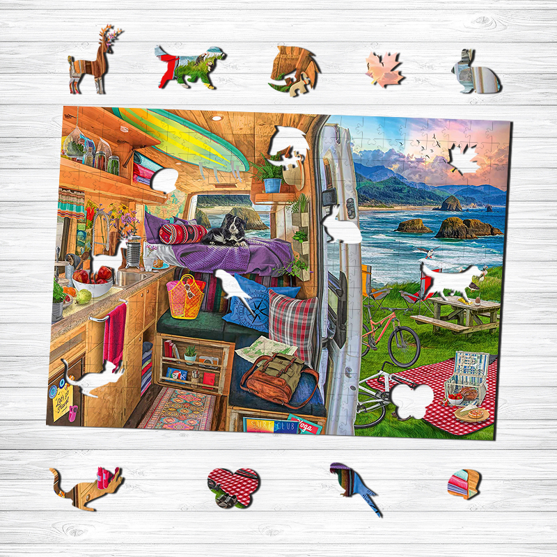 RV Travel Scenery Wooden Jigsaw Puzzle - aimpuzzle