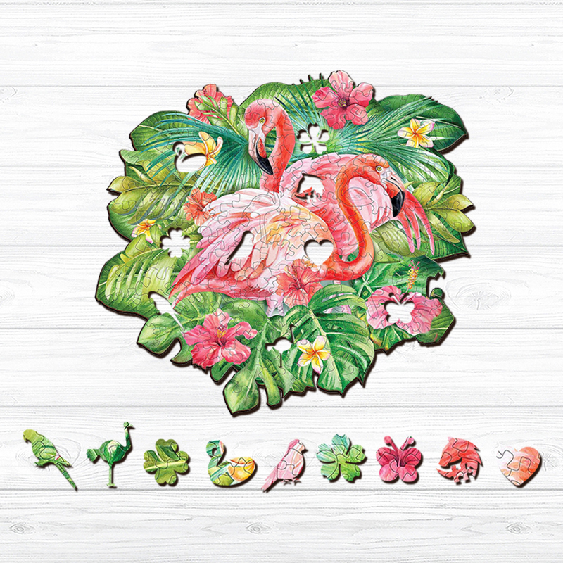 Flamingos and Palm Wooden Jigsaw Puzzle - aimpuzzle