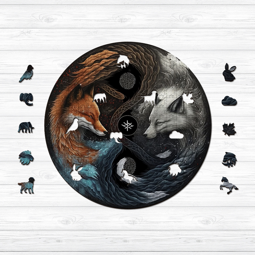 Yin Yang Fox Wooden Jigsaw Puzzle - aimpuzzle