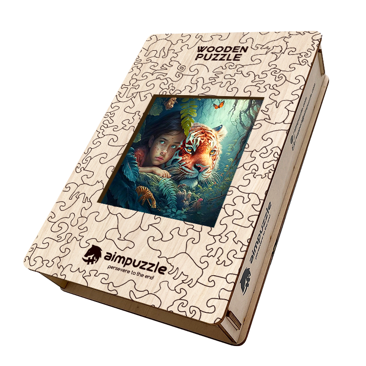 Girl and Tiger Wooden Jigsaw Puzzle - aimpuzzle