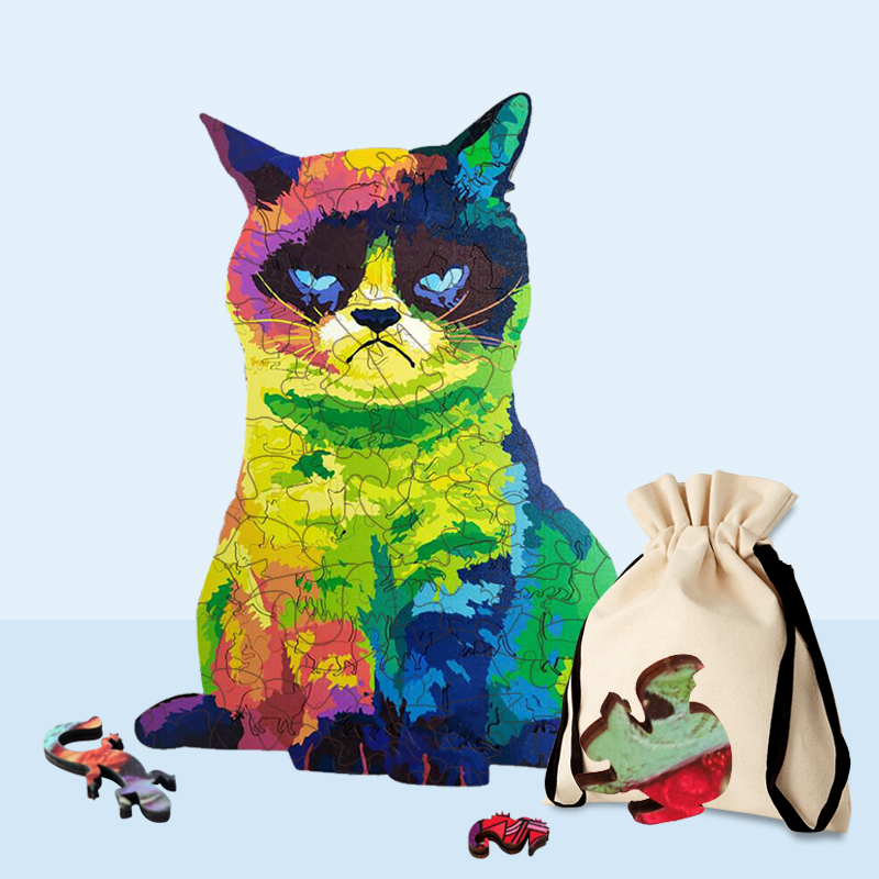 Colorful Cat Wooden Jigsaw Puzzle - aimpuzzle