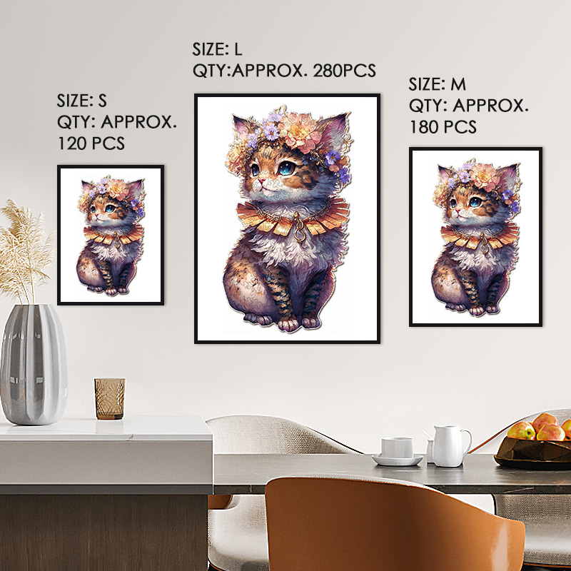 Lovely Kitten with Garland Wooden Jigsaw Puzzle - aimpuzzle