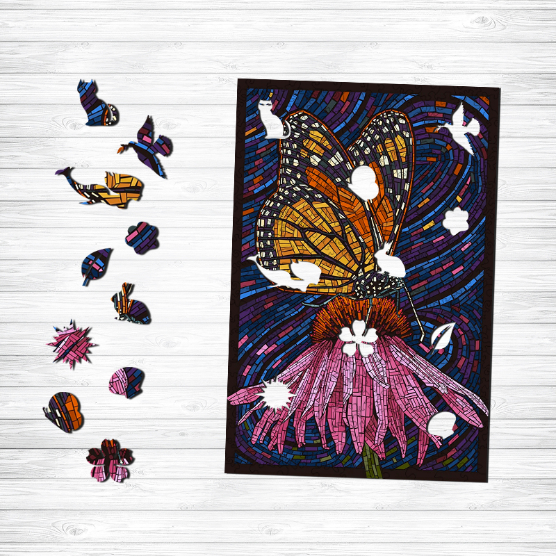 Mosaic Butterfly Wooden Jigsaw Puzzle - aimpuzzle