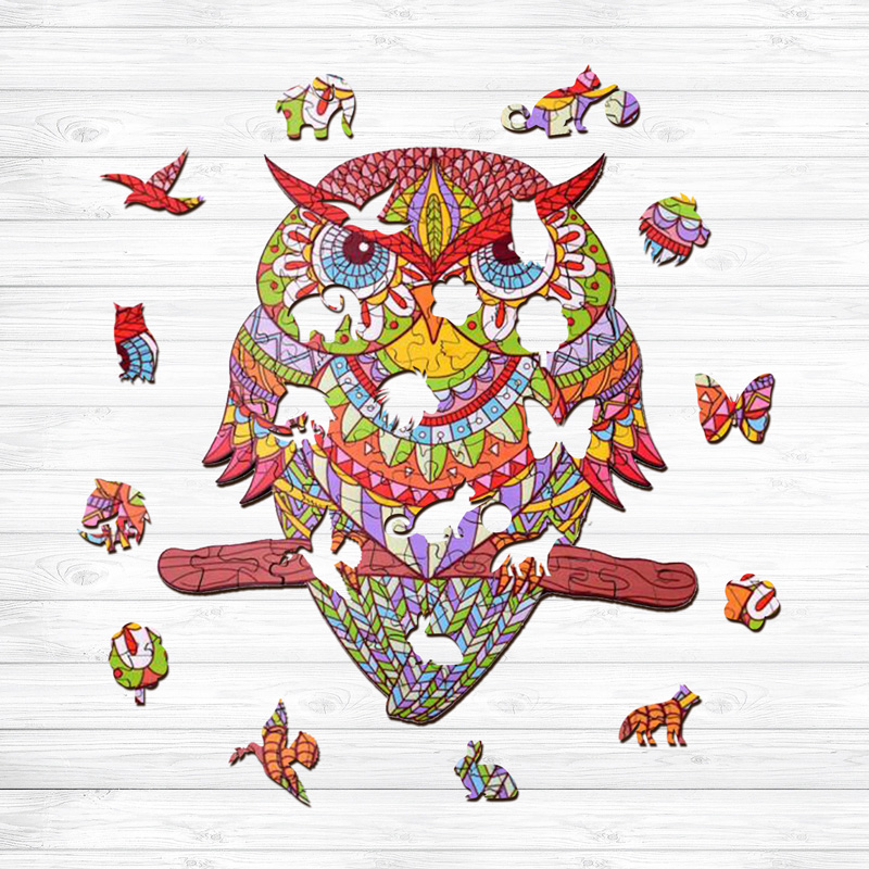 Red Owl Wooden Jigsaw Puzzle - aimpuzzle