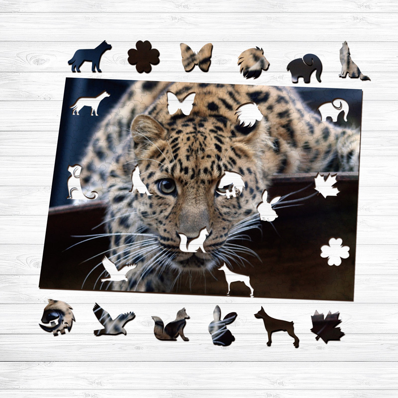 Cute Leopard Face Wooden Jigsaw Puzzle - aimpuzzle