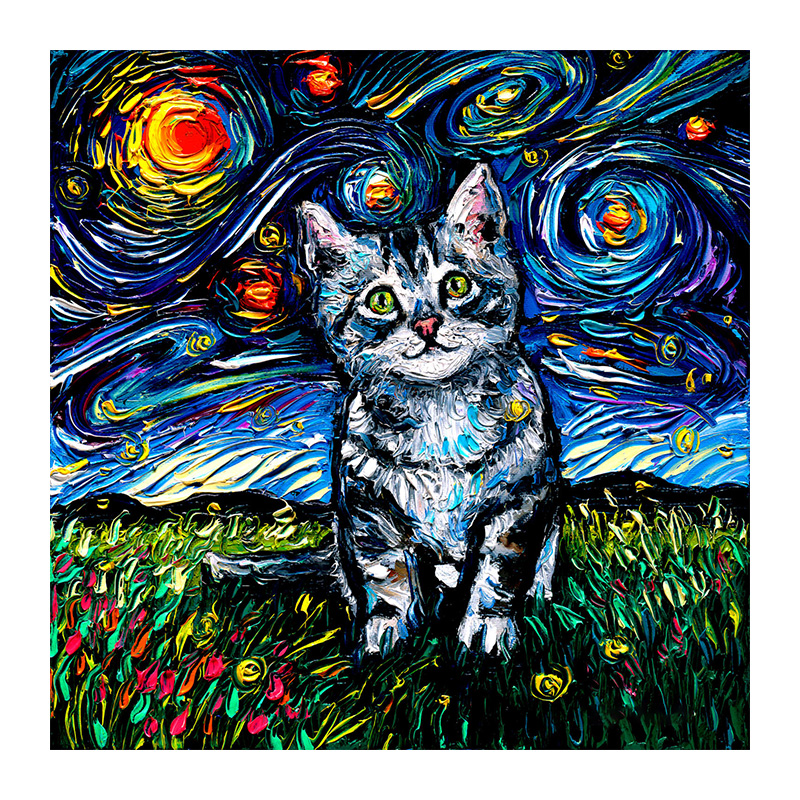 Van Gogh Shorthair Cat Wooden Jigsaw Puzzle - aimpuzzle