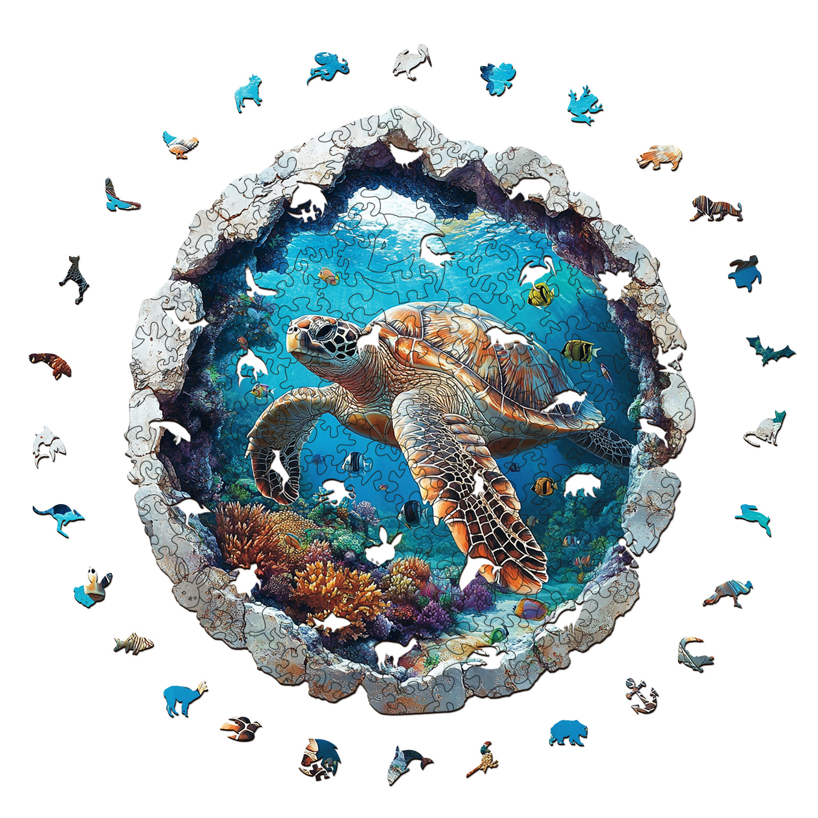 Sea Turtle 3D Vision Wooden Jigsaw Puzzle - aimpuzzle
