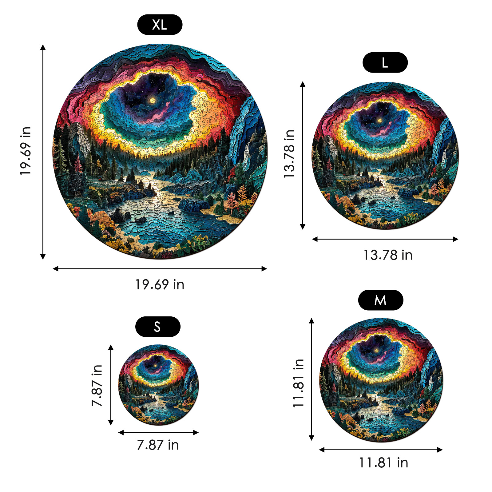 Mountains and Rivers at Night 3D Vision Wooden Jigsaw Puzzle - aimpuzzle