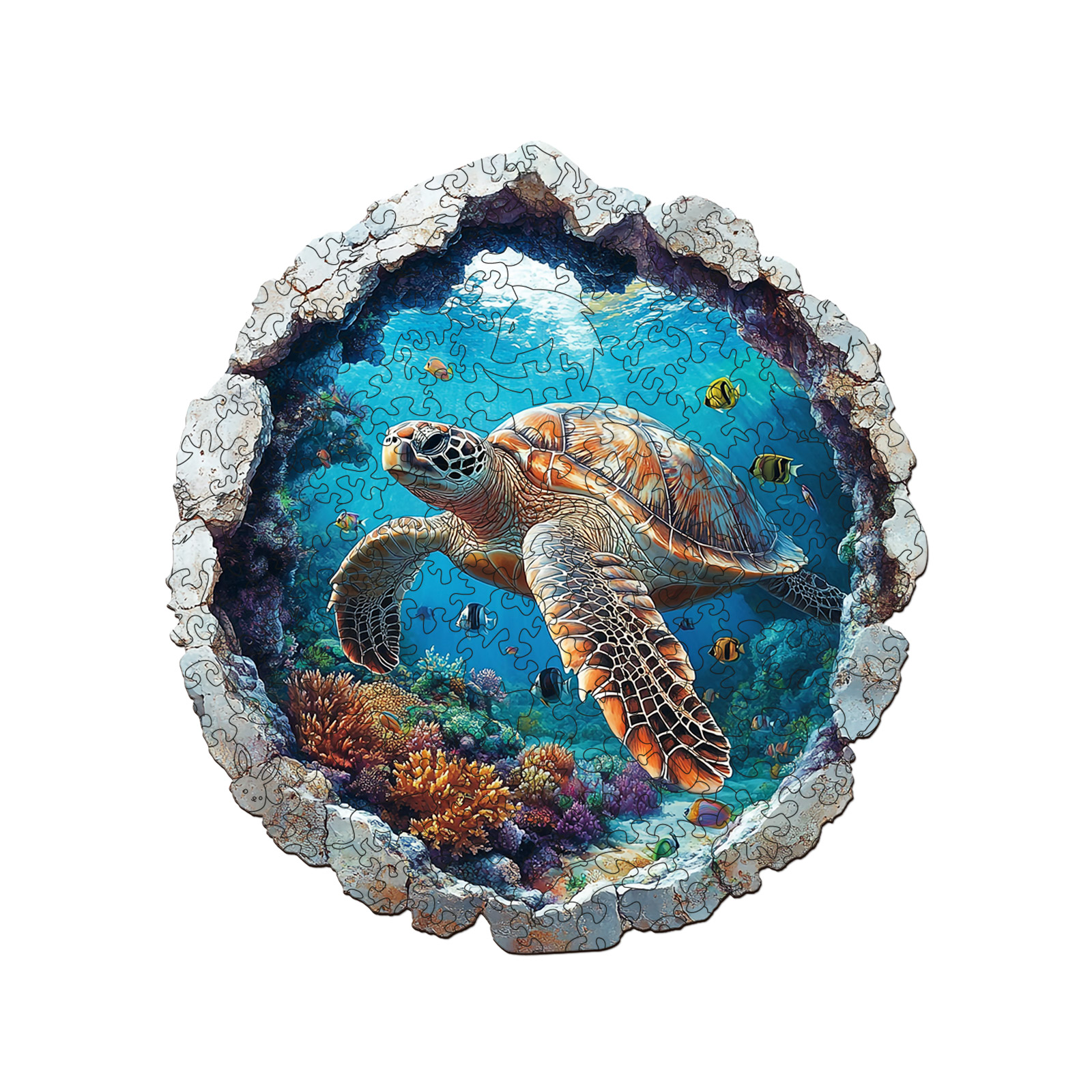 Sea Turtle 3D Vision Wooden Jigsaw Puzzle - aimpuzzle
